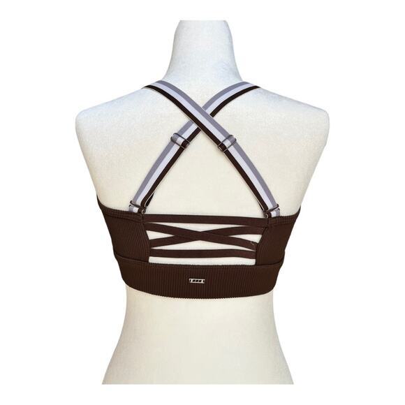 Lorna Jane Sports Bra Womens S Power Down Brown High Impact Adjustable‎ Straps - Picture 1 of 5